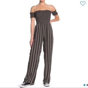 Smocked off the shoulder jumpsuit